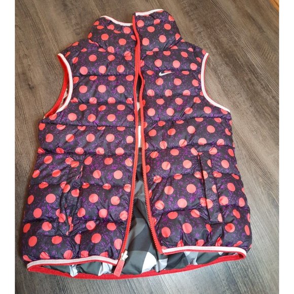 Nike ALLIANCE Camo / Polka Dots Reversible Puffy Vest Girls medium